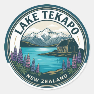 Lake Tekapo Neuseeland Runder Aufkleber