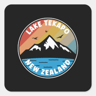 Lake Tekapo - Neuseeland Vintag Quadratischer Aufkleber