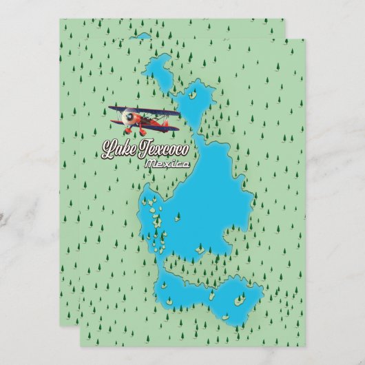 Lake Texcoco Mexiko Seekarte (Vorne/Hinten)