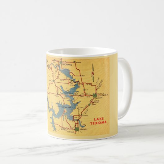 Lake Texoma Map Kaffeetasse (VorderseiteRechts)