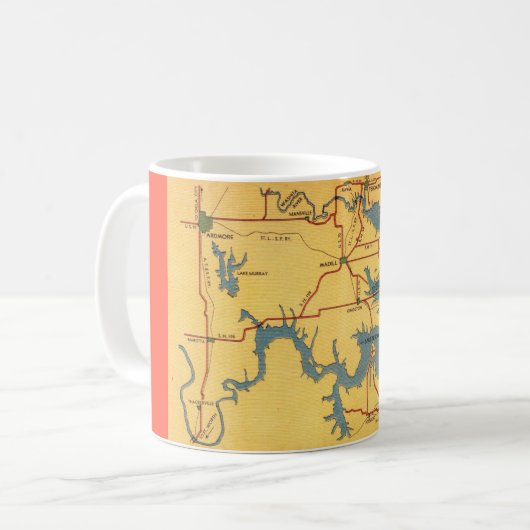 Lake Texoma Map Kaffeetasse (Vorderseite Links)
