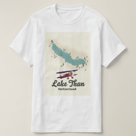 Lake Thun Switzerland Karte T-Shirt (Design vorne)