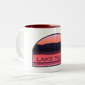 Lake Tillery North Carolina Red Sunrise Zweifarbige Tasse (Vorderseite Links)