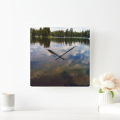 Lake Time! Quadratische Wanduhr (Zuhause)
