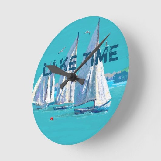Lake Time Sailboote | Runde Wanduhr (Winkel)