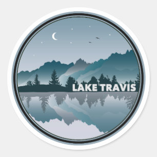 Lake Travis Austin Texas Reflexion Runder Aufkleber