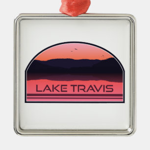 Lake Travis Austin Texas Roter Sonnenaufgang Ornament Aus Metall