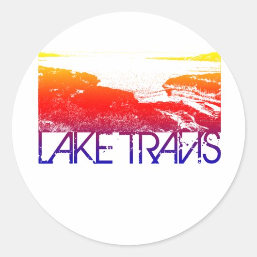 Lake Travis Skyline Design Runder Aufkleber (Vorderseite)
