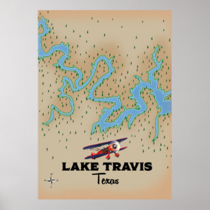 Lake Travis Texas Karte Poster