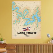 Lake Travis Texas Map Leinwanddruck (Insitu (Wohnzimmer))