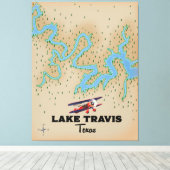 Lake Travis Texas Map Leinwanddruck (Insitu (Holzboden))