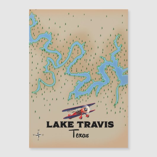 Lake Travis Texas Map Magnetkarte (Vorderseite)