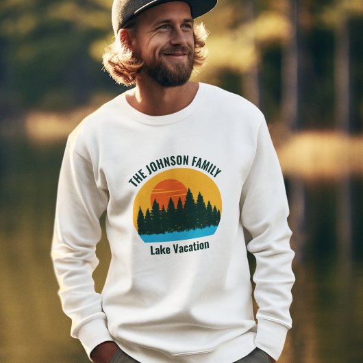 Lake Vacation Sunset Personalized Family Reunion Sweatshirt