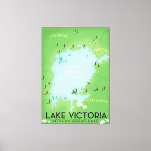 Lake Victoria Map - Africa Great Lake travel Art. Leinwanddruck