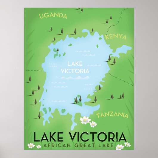 Lake Victoria Map - Africa Great Lake travel Art. Poster (Vorne)