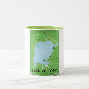 Lake Victoria Map - Africa Great Lake travel Art. Zweifarbige Tasse