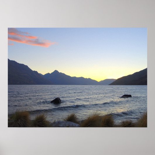 Lake Wakatipu at Sunset, Queenstown, NZ Poster (Vorne)