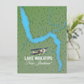 Lake Wakatipu New Zealand Karte (Stehend Vorderseite)