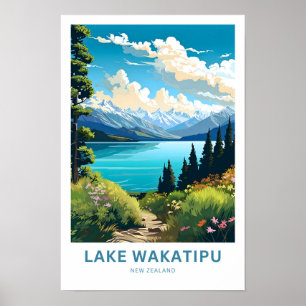 Lake Wakatipu New Zealand Travel Print Poster