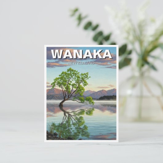 Lake Wanaka Tree New Zealand Travel Postkarte (Stehend Vorderseite)