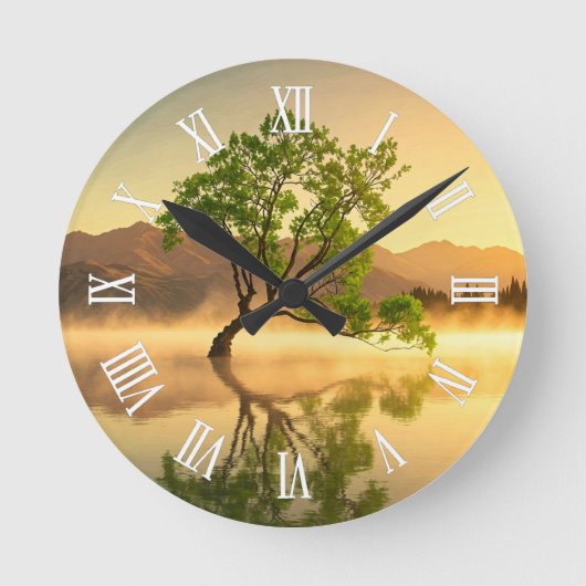 Lake Wanaka Tree New Zealand Travel Runde Wanduhr (Vorderseite)