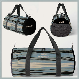 Lake Water Modern Blue Beige Black Duffle Bag