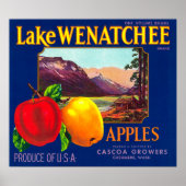 Lake Wenatchee Apple Label (blau) - Cashmere, WA Poster (Vorne)