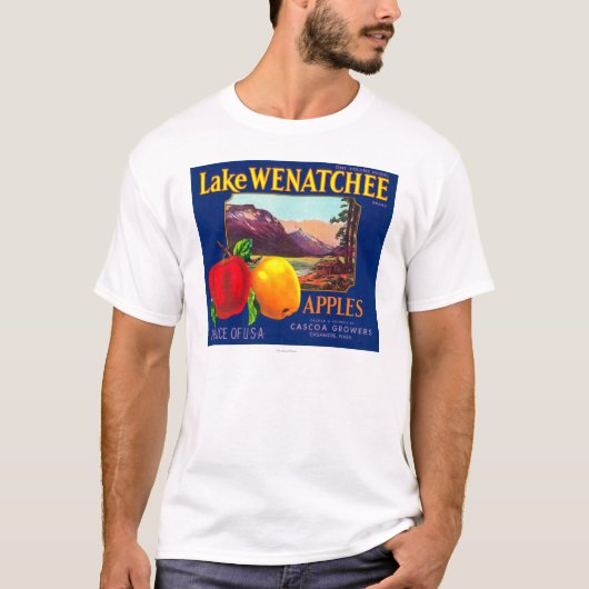 Lake Wenatchee Apple Label (blau) - Cashmere, WA T-Shirt (Vorderseite)
