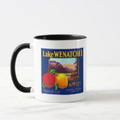 Lake Wenatchee Apple Label (blau) - Cashmere, WA Tasse (Links)