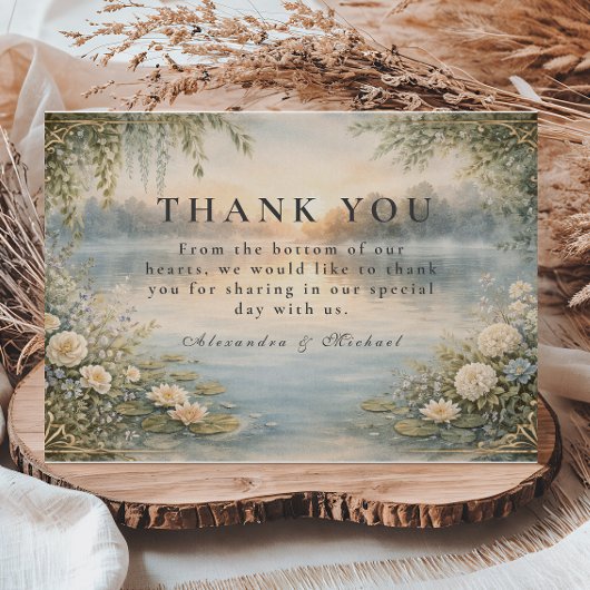 Lake Wildflower Forest Romance Wedding Dankeskarte