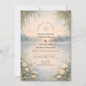 Lake Wildflower Forest Romance Wedding Einladung (Vorderseite)