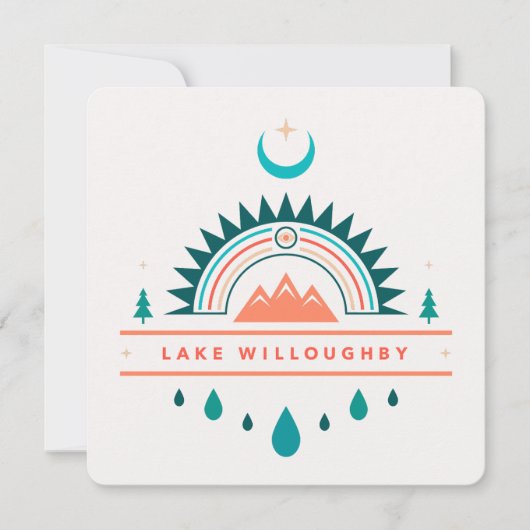 LAKE WILLOUGHBY boho Regenbogenmond Einladung (Vorderseite)