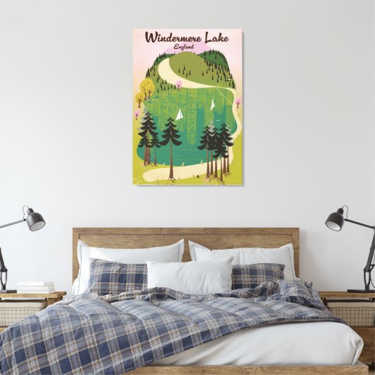 Lake Windermere Travel Poster Leinwanddruck (Insitu (Schlafzimmer))