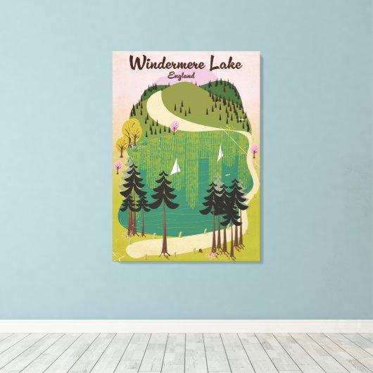 Lake Windermere Travel Poster Leinwanddruck (Insitu (Holzboden))
