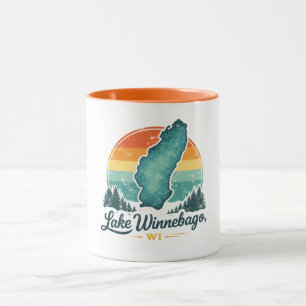 Lake Winnebago WI Sonnenuntergang See Kartenumriss Tasse