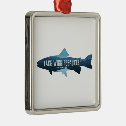 Lake Winnipesaukee New Hampshire Fisch Ornament Aus Metall (Rechts)