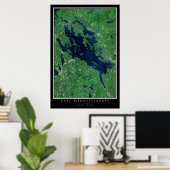 Lake Winnipesaukee New Hampshire Satellite Karte Poster (Heimbüro)