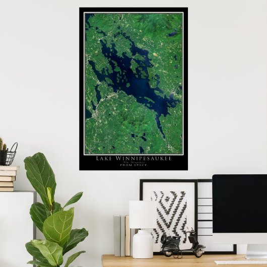 Lake Winnipesaukee New Hampshire Satellite Karte Poster (Heimbüro)