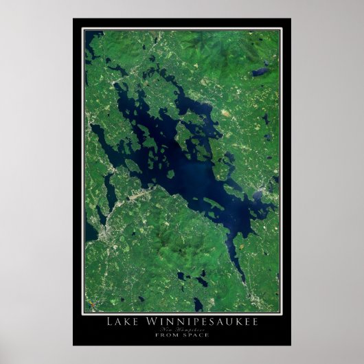 Lake Winnipesaukee New Hampshire Satellite Karte Poster (Vorne)