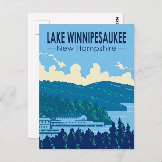 Lake Winnipesaukee New Hampshire Stadtrundgang: Postkarte (Vorne/Hinten)