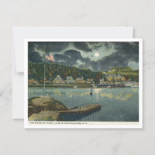 Lake Winnipesaukee, NH The Weirs at Night 1910s Postkarte