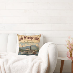 Lake Winnipesaukee Vintage-Dampfschiff New Hampshi Kissen