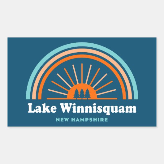 Lake Winnisquam New Hampshire Rainbow Rechteckiger Aufkleber (Vorderseite)