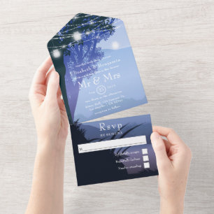 Lake Woodland Forest Mason Jars Wedding All In One Einladung