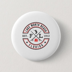 Lake Worth Beach Florida Fl Retro Surfer Strandfro Button