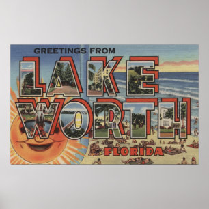 Lake Worth, Florida - Large Letter Scenes Poster