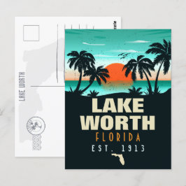 Lake Worth Florida Retro Sunset Souvenirs 60er Postkarte