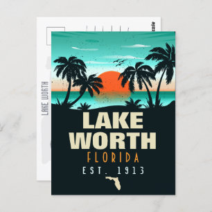 Lake Worth Florida Retro Sunset Souvenirs 60er Postkarte