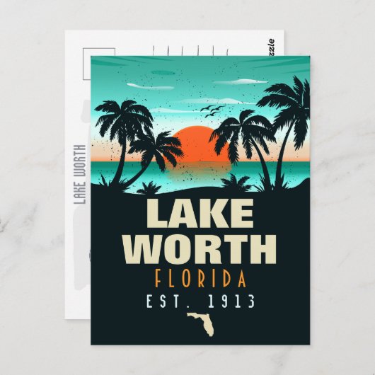 Lake Worth Florida Retro Sunset Souvenirs 60er Postkarte (Vorne/Hinten)