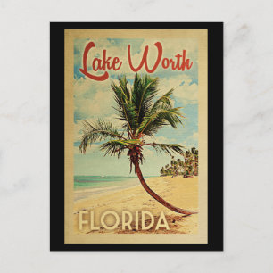 Lake Worth Palme Vintage Reise Postkarte